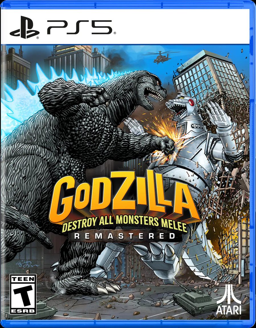 PlayStation 5 box art for Godzilla Destroy All Monsters Melee Remastered